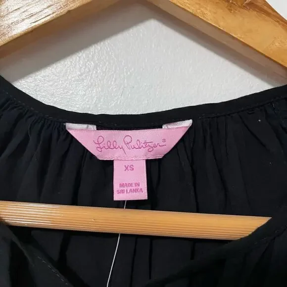 Lilly Pulitzer‎ Lightweight Willa Top Size XS Black Onyx Black Vacation Resort